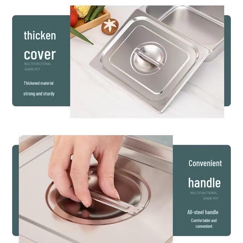 Shengjia 1/3 Gastronorm Edelstahl Lebensmittelbehälter mit Deckel