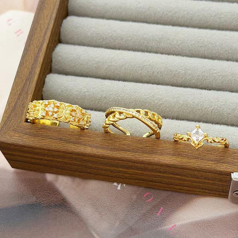 Medieval Vintage Chain Full Of Diamonds Zir*****Pen Ring Women'S Fashion Light Luxury Ring Index Finger Ring
