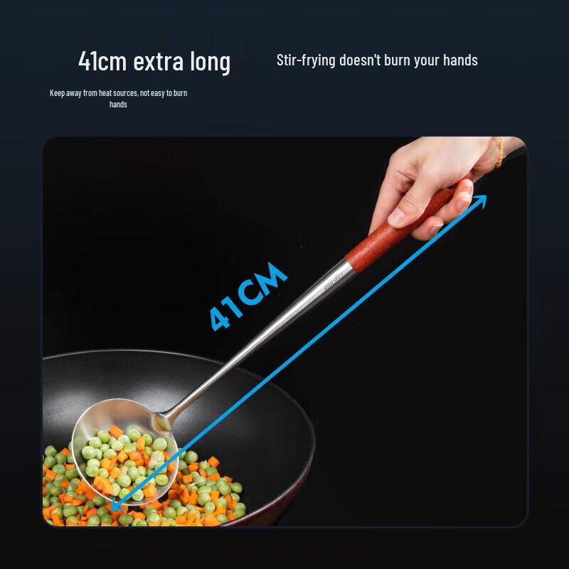 Stainless Steel Stir-fry Ladle with Wooden Handle