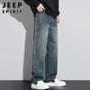 JEEP SPIRIT Men's Loose Straight Wide-Leg Denim Jeans