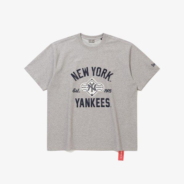 New Era New York Yankees T shirT heaTher Gray 15147502 GREY/L