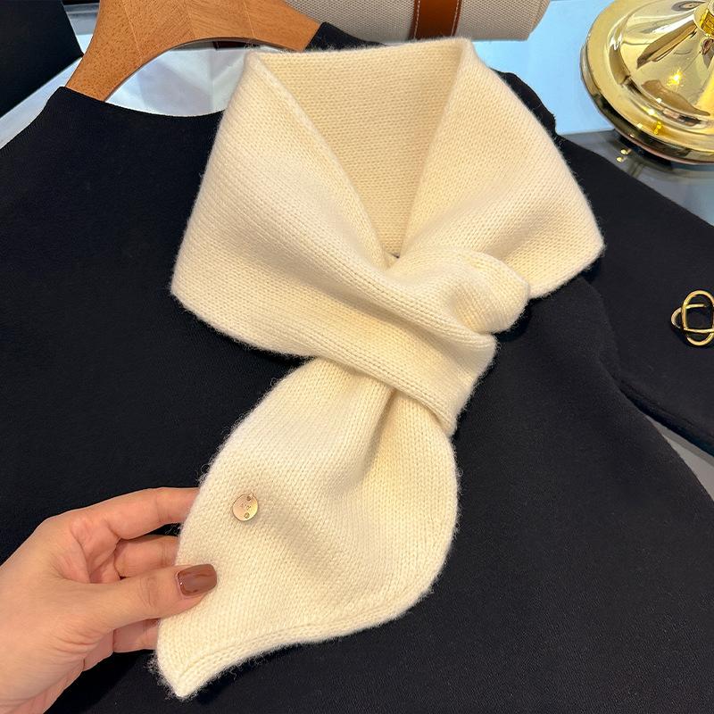Exquisite Wool Knitted Scarf  Winter Warm Soft Solid Color Scarf Fashion Versatile Shawl