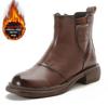 New Genuine Leather Low Heel Beef Sole Women's Ankle Boots Fashion Casual Leather Boots Warm Cotton Shoes C875