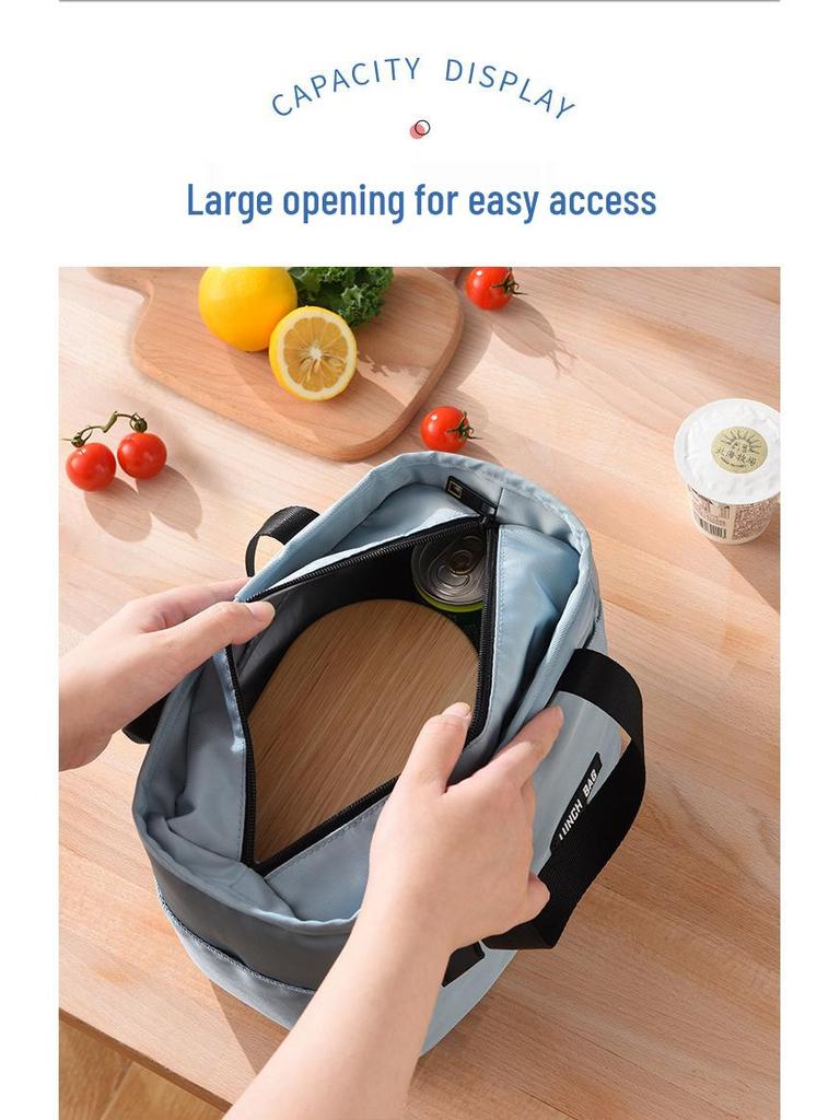 Beilian PEVA Insulated Lunch Bag for Office Workers, Waterproof High-Capacity Handheld Lunch Box with Ice Pack.