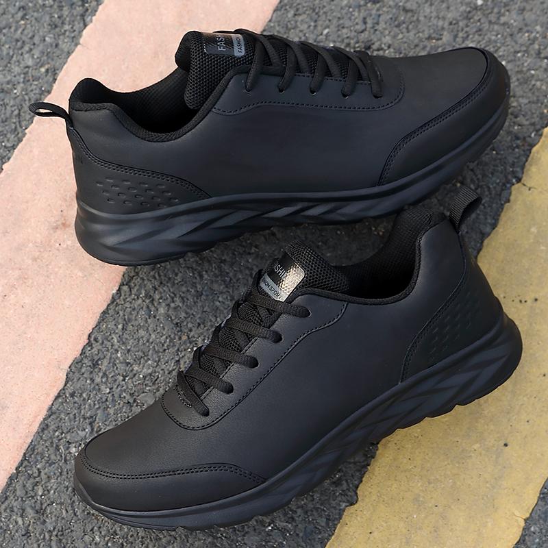 Fashion Men Running Shoes Waterproof Leather Sneakers Outdoor Sport Shoes Men Lightweight Walking PU Leather Casual Sports Shoes
