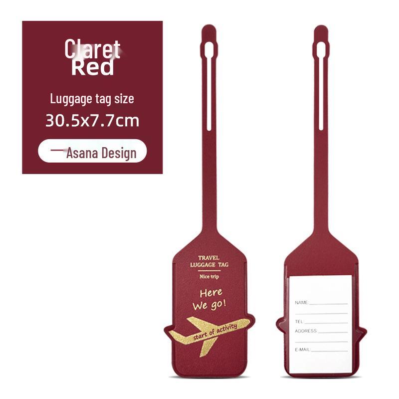 Double-Sided PU Leather Luggage Tag with Airplane Design