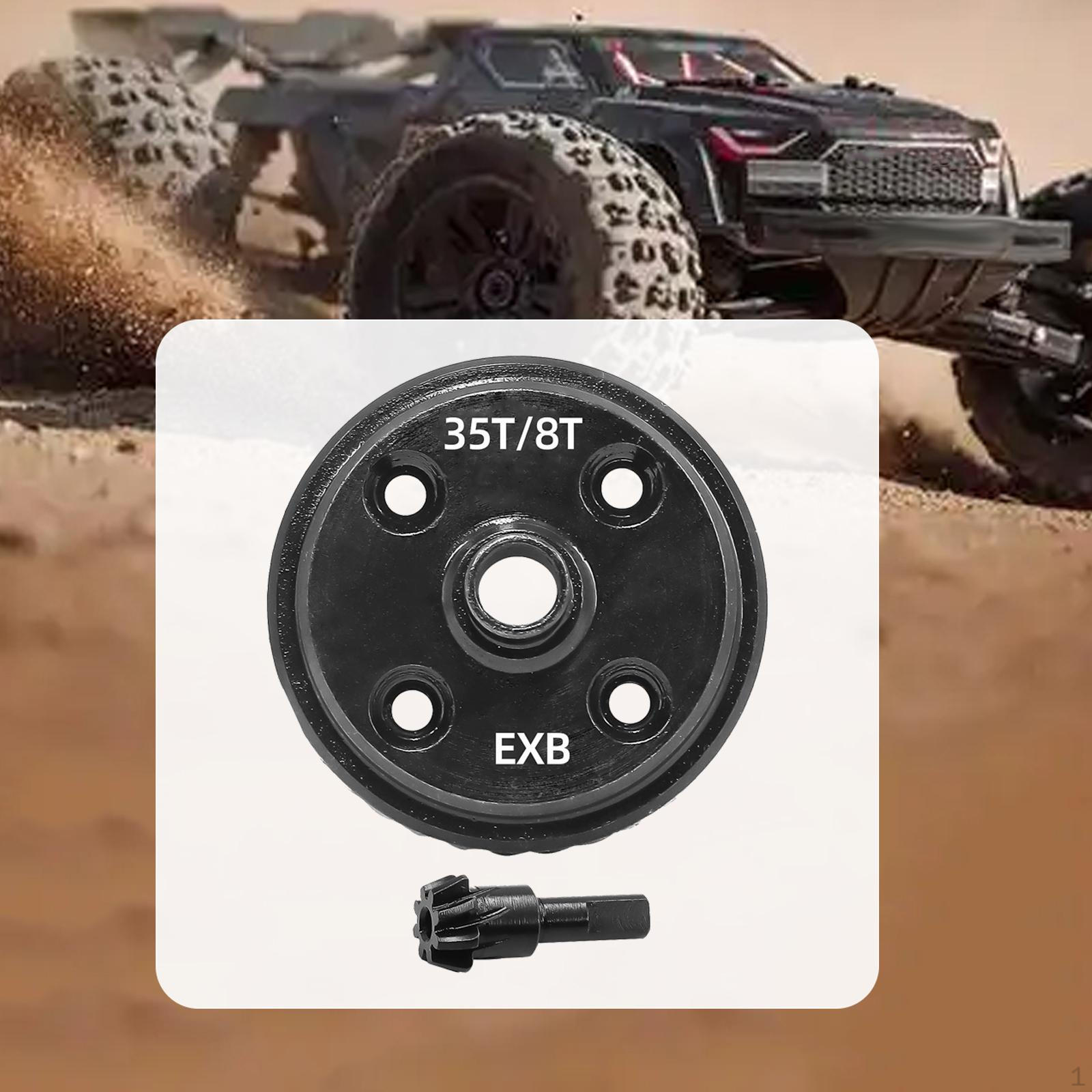 

Differential Gear 35T and 8T Supplies Spare Parts Professional Sturdy Alloy Steel Black RC Car Bevel
