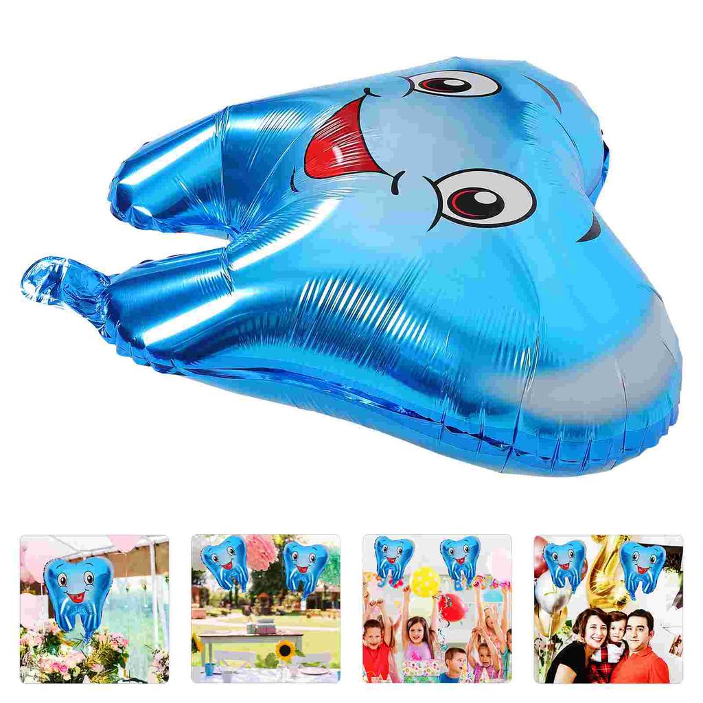 4 Pcs Tooth Balloon First Balloons Baby Shower Portable Dental Inflatables Aluminum Film Party Child