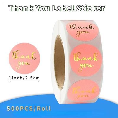 1Roll Thank You Foil Stamping Sticker Christmas Sticker Sticker Thank You Round Hot Stamping English Sticker