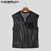 INCERUN Summer Men Short Sleeves See Through Mesh Tops T-shirts