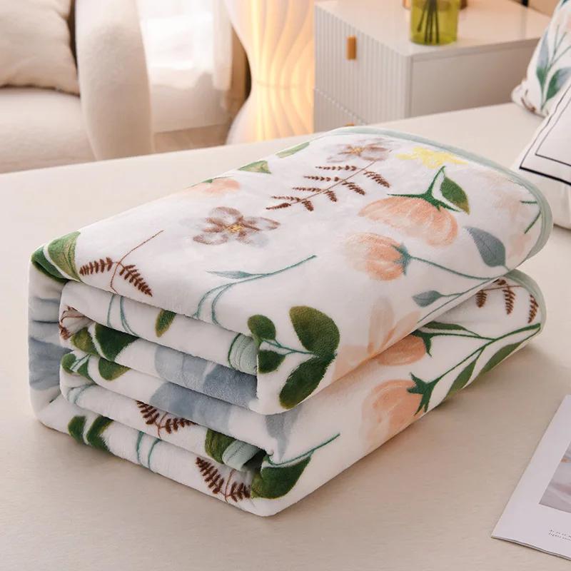 Soft Blanket Warm Coral Fleece Blankets Floral Cartoon Plaid Winter Sheet Bedspread Sofa Throw Mechanical Wash Leisure Covering