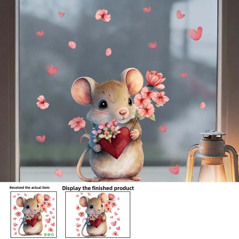

Love Heart Flower Valentine s Day Window Stickers PVC Love Heart Window Decals Decorations StyleC