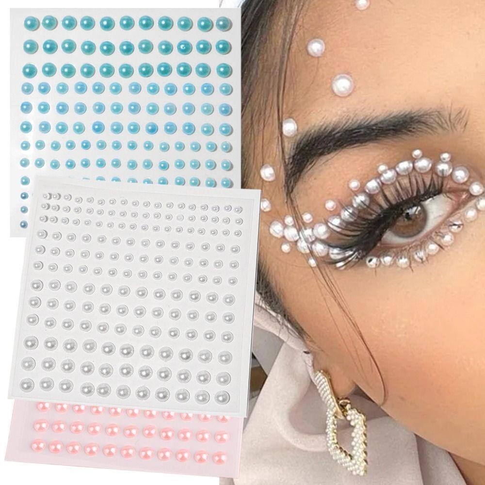 Samolepicí vlasové perly Lepicí perly Perly na obličej Samolepky s perlami Samolepky s perlami na vlasy Líčení obličeje