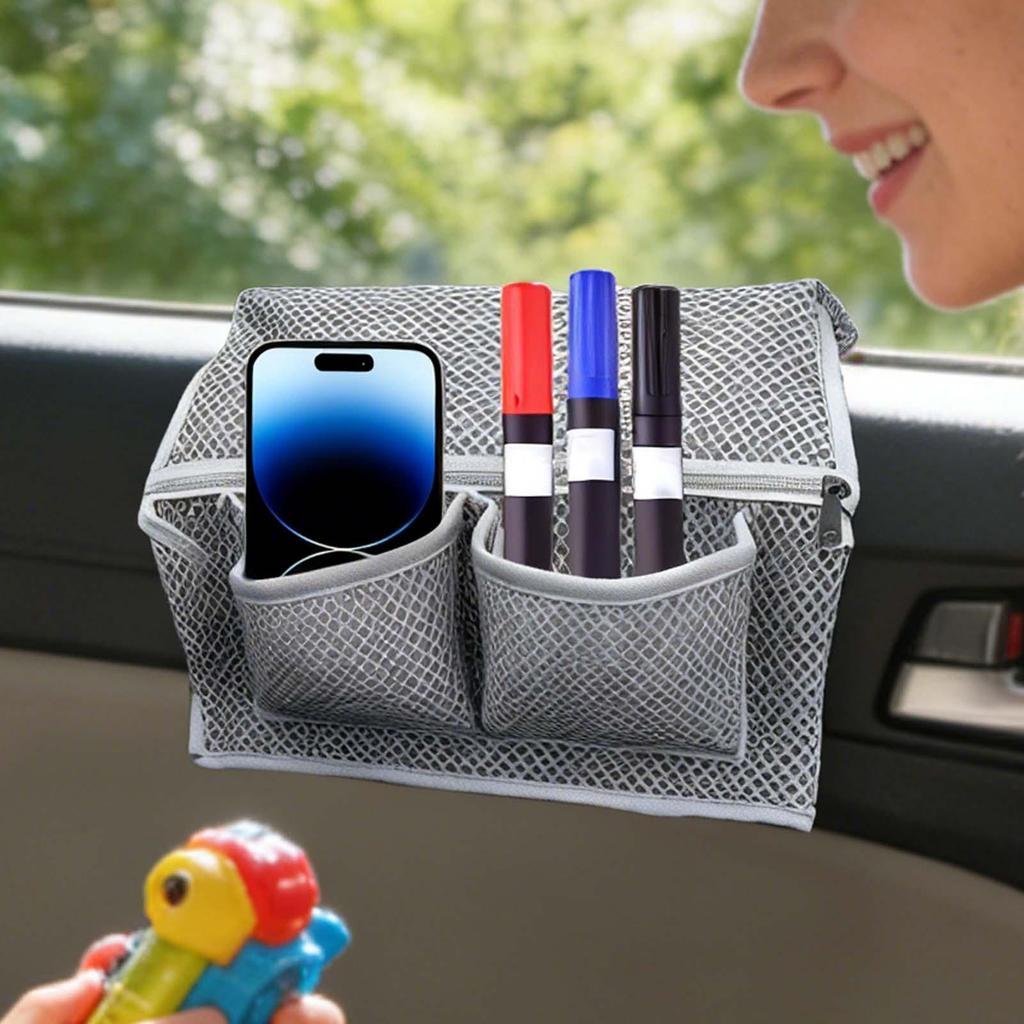 Behind Seat Car Organizer Breathable Automotive Interior Pocket Back Seat Organizer Mesh For Phone Pen Water Bottles Snacks