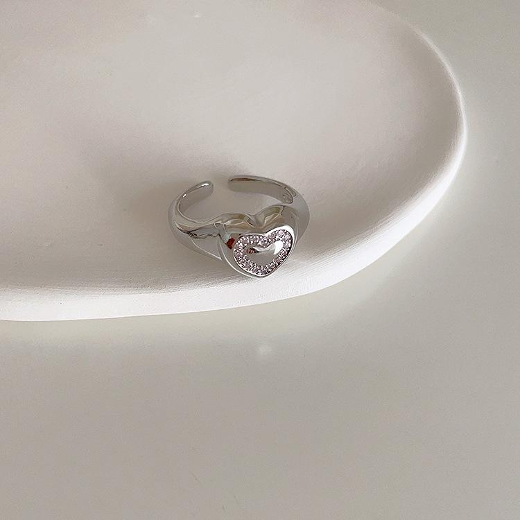 Sweet Pink Zircon Heart Open Ring for Women – Simple Korean Style