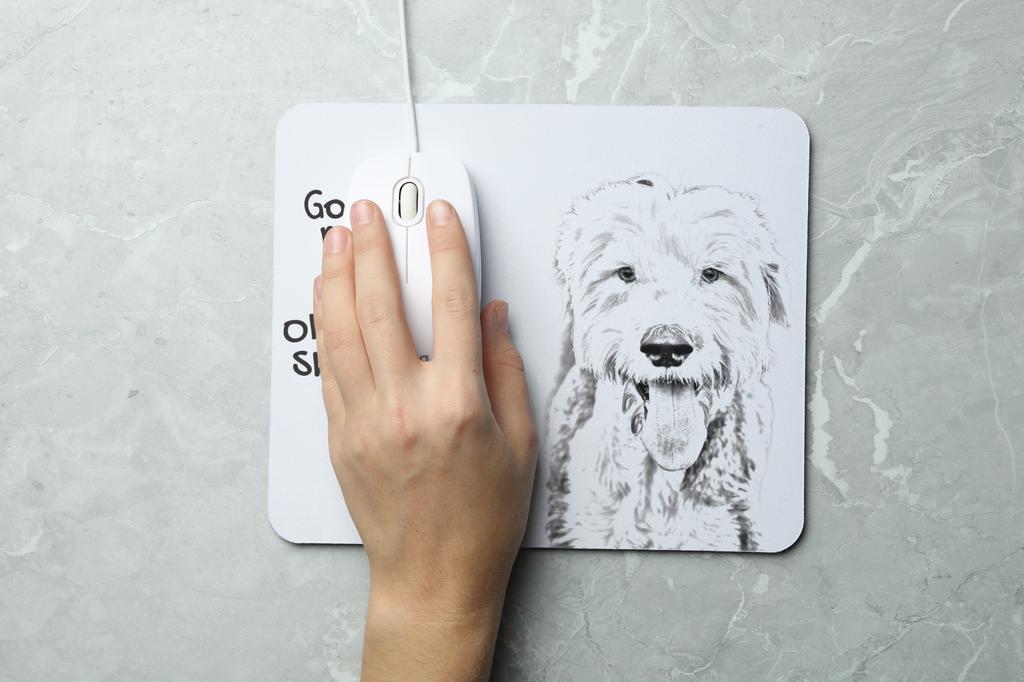 Old English Sheepdog - tappetino per mouse con stampa, tappetino per mouse personalizzato a tema cane, gadget unico per un impiegato dall'azienda Art-Dog