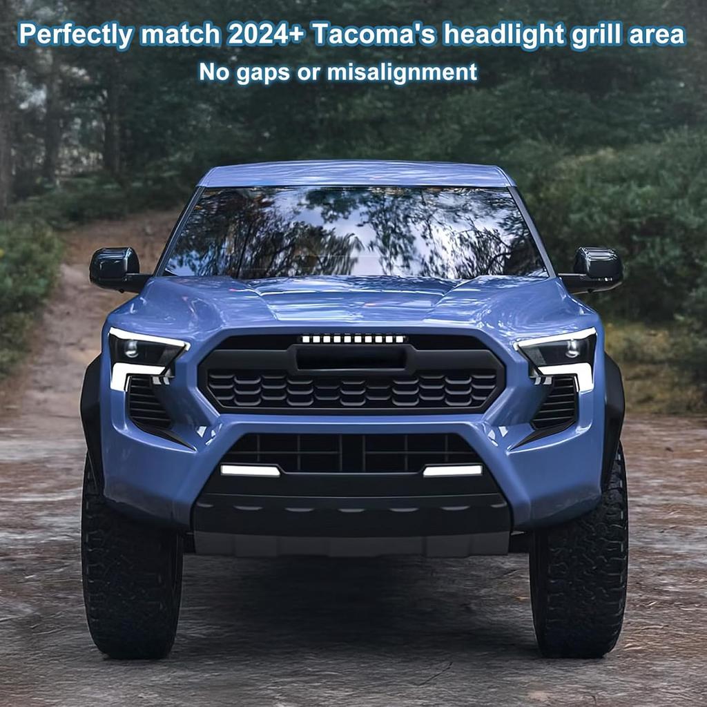 Front Side Grille Patch Decor Compatible With 2024 2025 2026 Toyota Tacoma - Enhances Truck'S Style  Fit 4Th Gen Tacoma Accessories Front Headlight