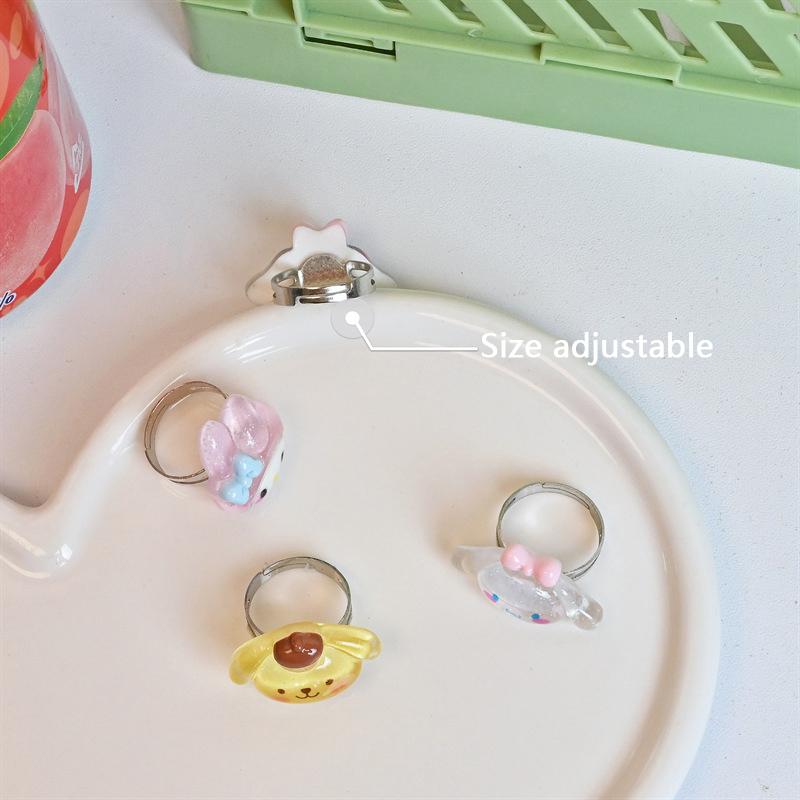 Sanrio Pachacco Melody Cinnamoroll Kuromi Purin Niedliche Ringe Öffnungs Verstellbarer Ring Für Frauen Mädchen Finger Schmuck Accessoires
