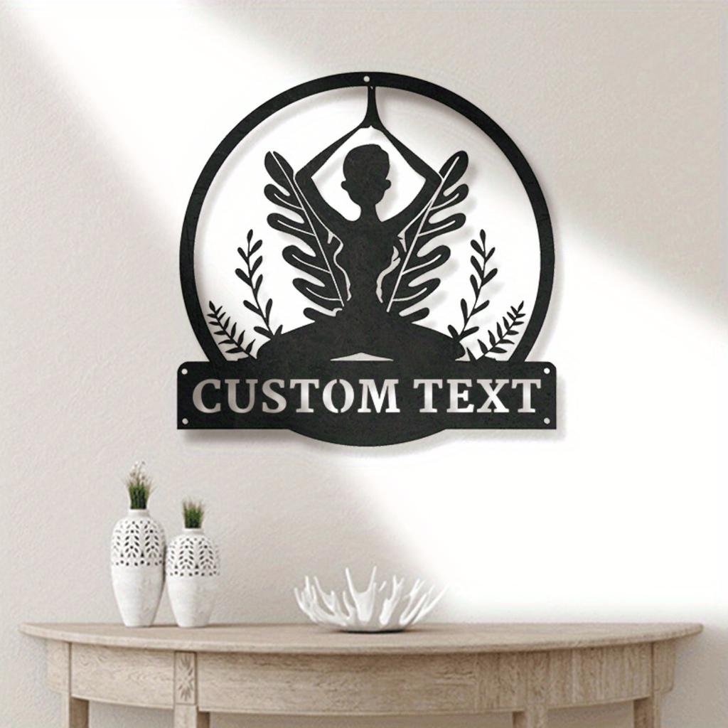 Metal Yoga Wall Art, Meditation Tin Sign, Personalized Home Decor, No Electricity, Yoga Studio Gift