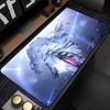 Gaming Mouse PadDesk MatAntislipStitched Edges Magical Anime Girl Print Blue Light Background Waterproof Mat for Home Use