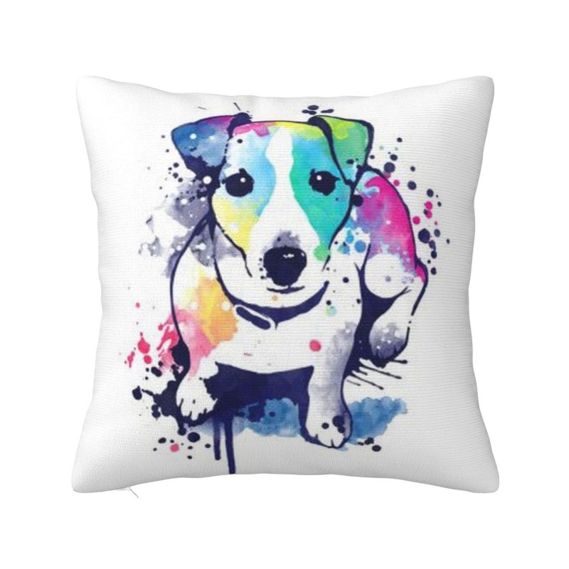 Niedlicher Jack Russell Terrier Kissenbezug 40x40cm Weiches Haustier Hund Wurfkissen für Auto Quadratischer Kissenbezug Wohnzimmer Dekoration