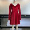 2026 New Women's Velvet Bodycon Dress, V-Neck Long Sleeve Short Cocktail Dress with Waist Cinching, Sexy Holiday & Party Velvet Gown