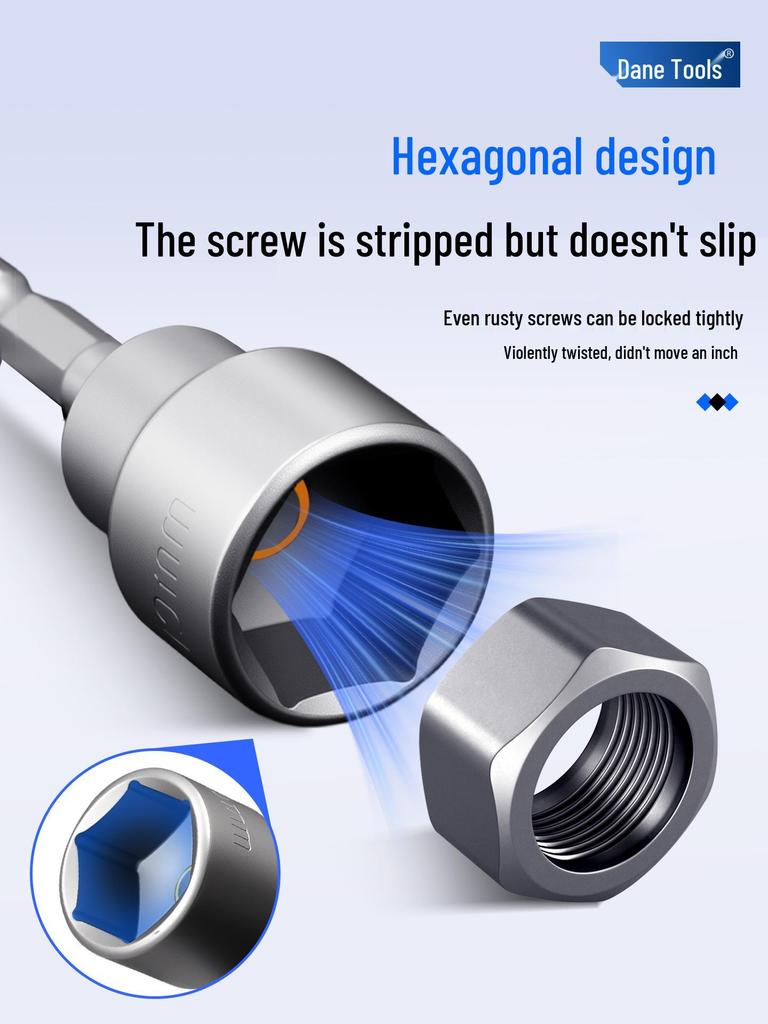 Hexagonal Magnetic Socket Head Self-Tapping Dovetail Screw Adapter for Steel Tile Drill and Air Wrench