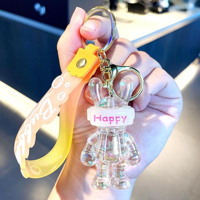 

Glowing Delightful Bunny Keychain Fashionable Acrylic Key Ring Great For Special Events White