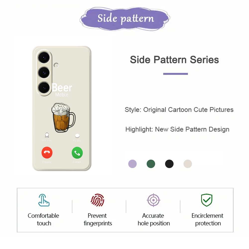 For Samsung Galaxy S24 FE Case Beer Pattern Printing Straight Edge TPU Phone Back Cover