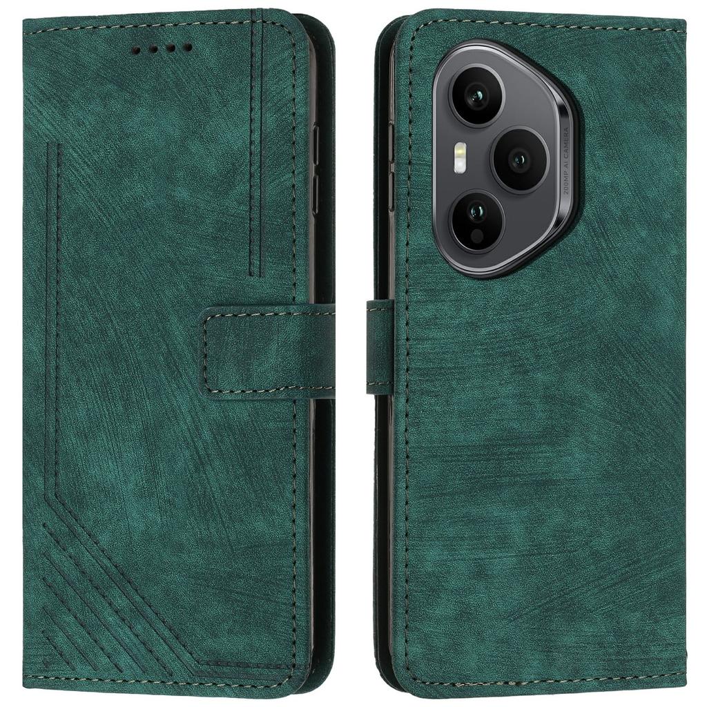 Stand Case for Honor 400 Pro 5G (Global) Imprinted Lines Leather Phone Cover