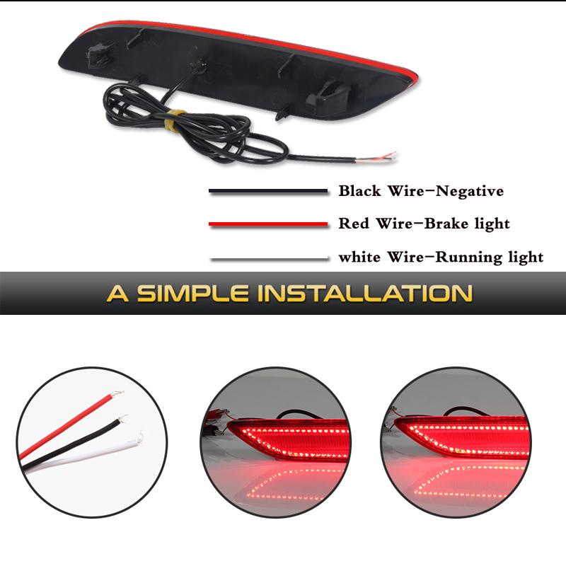 2pcs For 2017-2023 Chrysler & Pacifica Voyager Bumper Reflector Lights Function as Tail, Brake & Rear Fog Lamps  Re