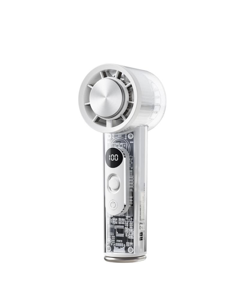 Ice Pack Handheld Turbo Fan - Compact High-Speed Steel Cooling with Transparent Design