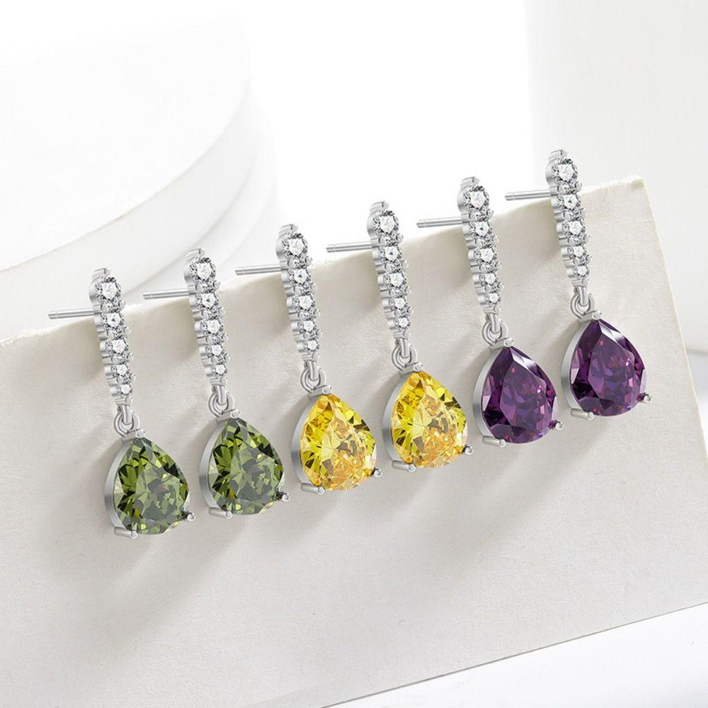 Copper Zircon Earrings Luxury Finish Fashion Jewelry Earrings Water Drop Earrings For Women Girls