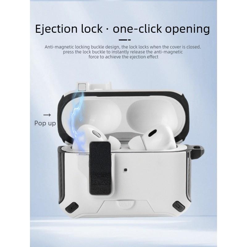Military Grade Shockproof Secure Lock Clip OTT-BOX Case For AirPods Pro 4 2 3 1 With Phone Bracket Armor Magnetic Earphone Cover
