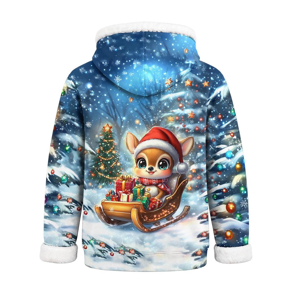 Kids Long Sleeve Christmas Print Hoodie Casual Pullover Sweatshirt for Boys and Girls