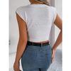 QICED Spring Summer Heart-shaped Hollowed-out Crop Top for Women's Vacation