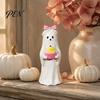 Small Ghost Statues for Fireplace Halloween Cute Ornament, Resin Figurines with Cake/Cookie Table Decorations Design Desktop Home Holiday Party