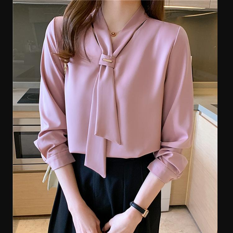 Women's White Chiffon Long Sleeve Shirt - 2025 Spring/Summer Casual & Professional Design