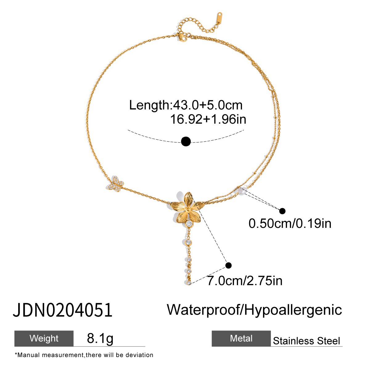 Дизайн Милый и Романтичный 18-каратное Золото, Жемчужный Пояс с Пресноводным Жемчугом, Белый Алмазный Ожерелье-Бабочка