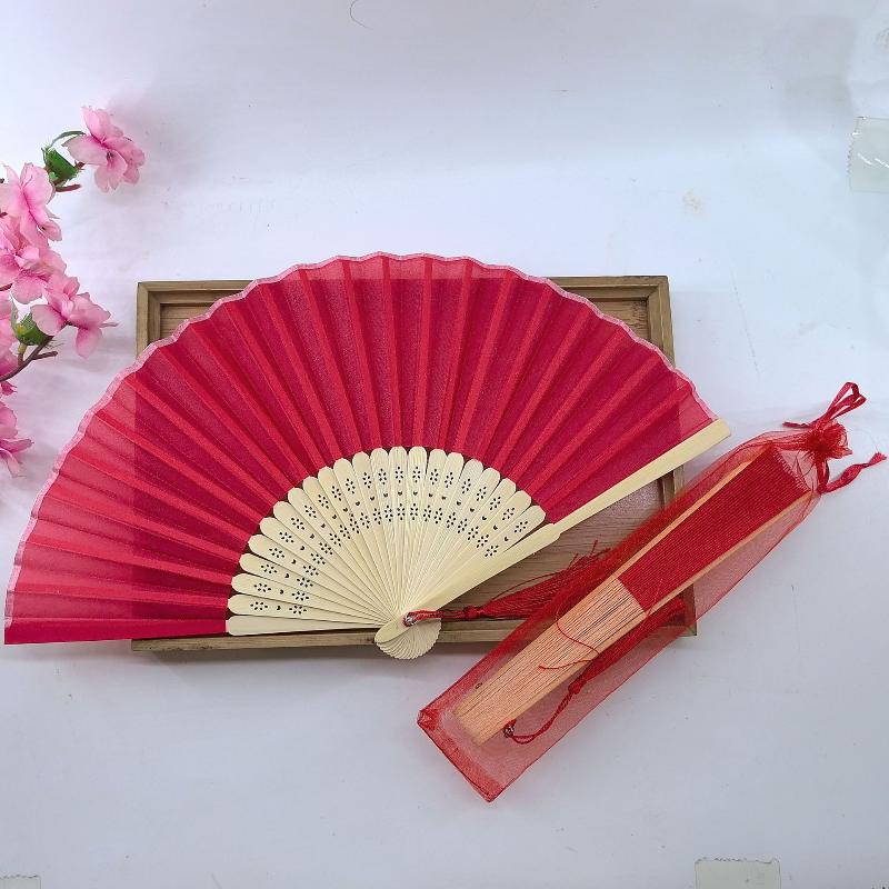 Faltbarer Handfächer aus Bambus 23cm Chinesischer Stil mit Organzabeutel Langlebig und Leicht für Tanzparty