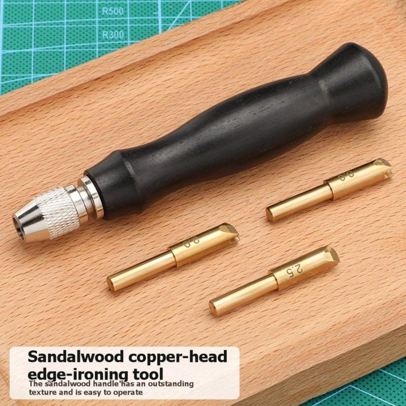 

Sandalwood For Leathercraft Burnisher-Copper Edge DIY Leather Edge Polishing Tool For Leatherworking
