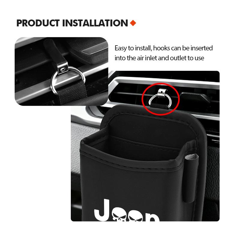 Car Air Vent Outlet Storage Bag Door Side Key Storage Box For Jeep Grand Cherokee Wrangler JK Renegade Gladiator Compass