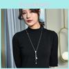 Stylish Long Pendant Sweater Chain For Women With Geometric Design And Crystal Accents