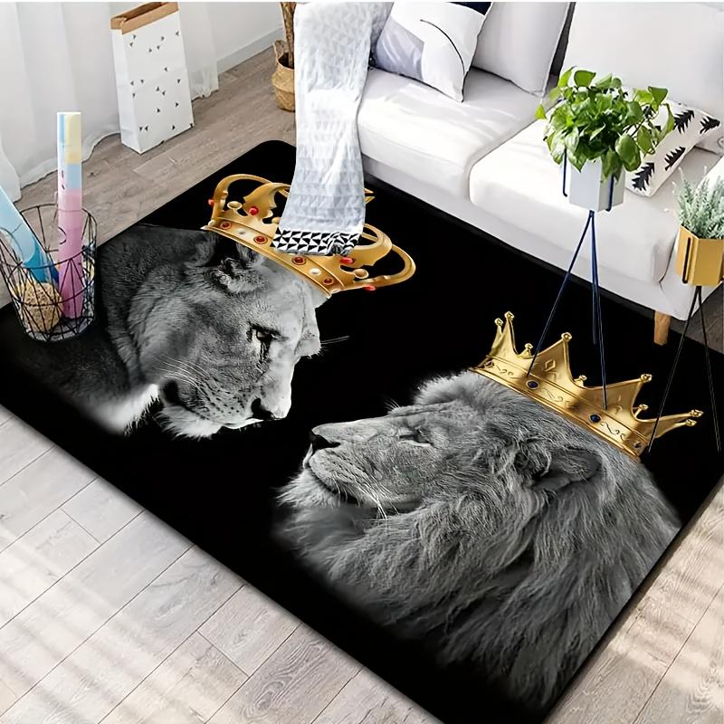 Regal Lion Crown Design Area Mat - Non-Slip, Machine Washable,, Durable, And Comfortable - Suitable for Living Room, Bedroom,And Dining Room
