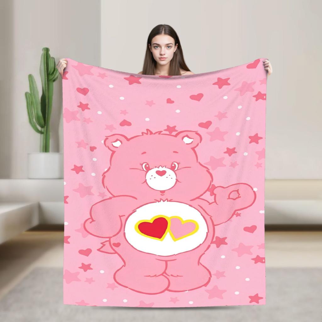 Cartoon Care Bears Blanket Animal Travel Flannel Bedding Throws For Bedroom Warm Soft Custom DIY Quality Bedspread Gift