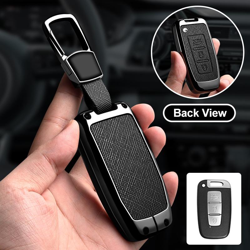3/4 Button Zinc Alloy Leather Car Key Case For Hyundai Coupe Sonata Ix35 For Kia Forte Sportage K2 K5 Key Holder Car Key Case