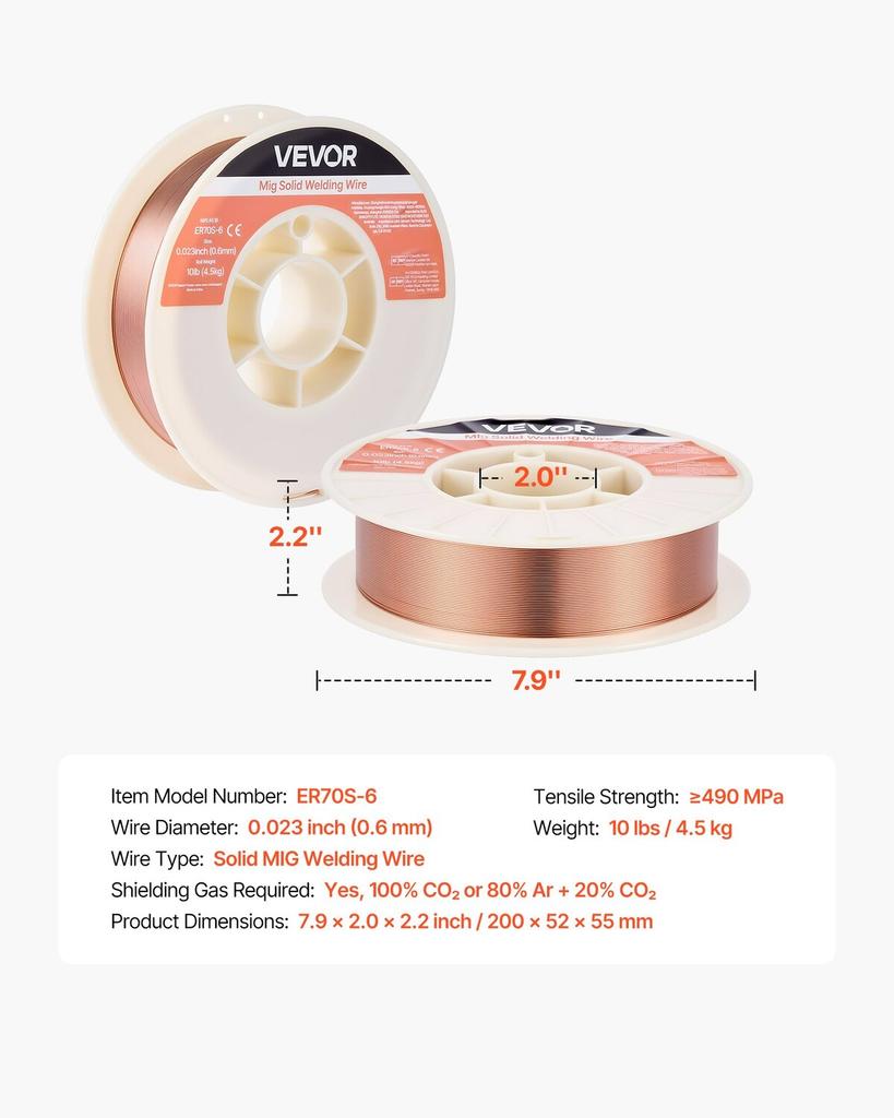 Solid MIG Welding Wire, ER70S-6 0.6mm 4.5kg, Low Spatter Mild Steel Welding Wire with High Deoxidizers for All-Position Gas Shielded Welding