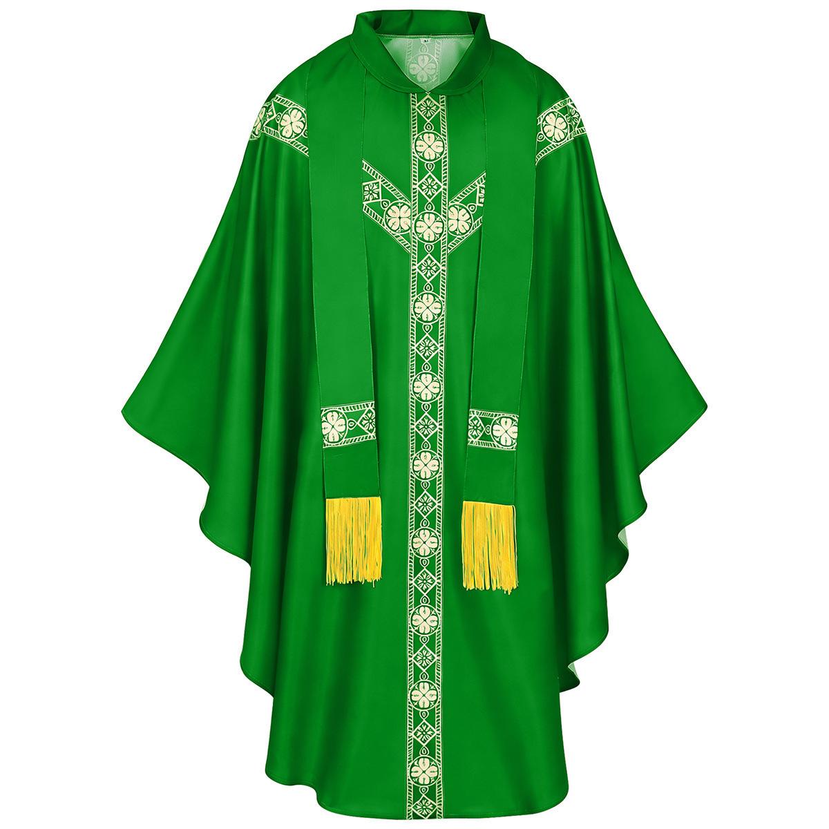 Mittelalterliches Gewand Cosplay Kostüm Halloween Priester Klerus Gebetsgewand Bühnenauftritt Outfit one size grün