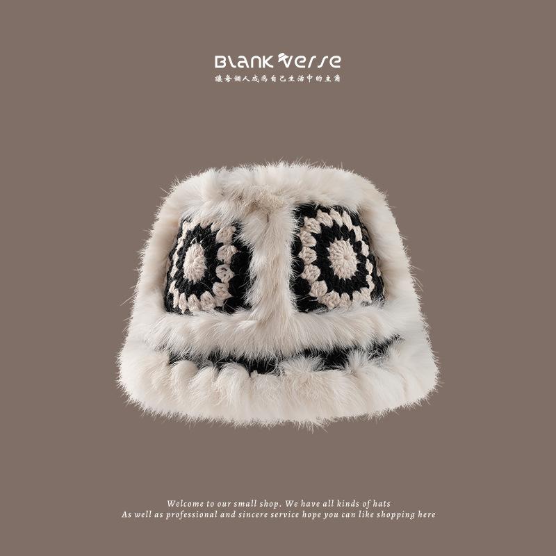 

Новая шапка-лев из кроличьего меха, женская осенне-зимняя милая теплая плюшевая панама, универсальная, для маленького лица, ручной работы, панама-ведро, шляпа-ведро average size [hat circumference: 56-60cm]