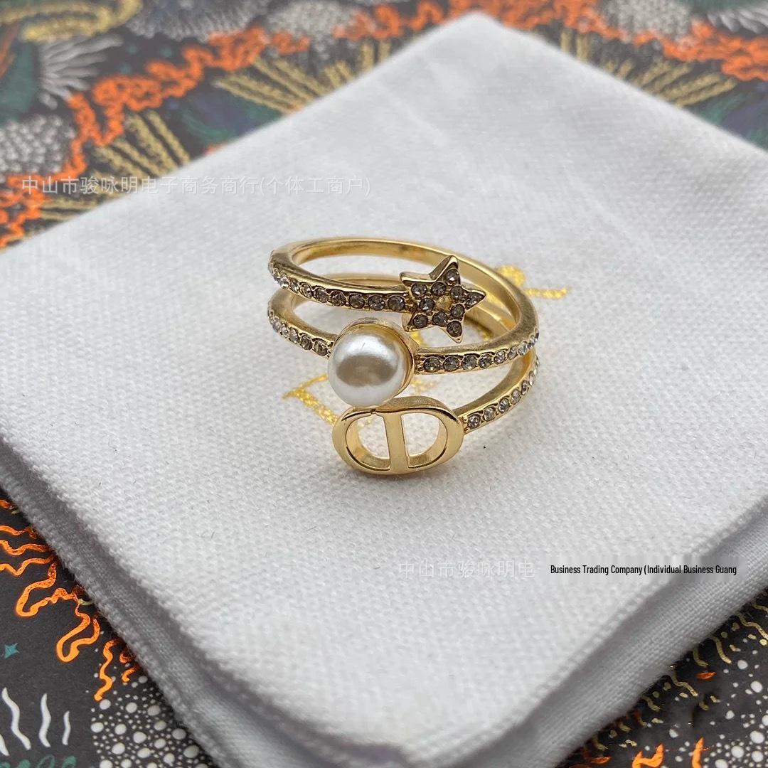 Women s Three-Row Pearl & Star Adjustable Open Ring